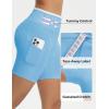 imagebaleaf Biker Shorts for Women High Waist Tummy Control with Pockets Yoga Workout Gym Bike Shorts No Front SeamEthereal BlueWhite