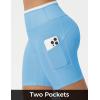 imagebaleaf Biker Shorts for Women High Waist Tummy Control with Pockets Yoga Workout Gym Bike Shorts No Front SeamEthereal BlueWhite