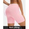 imagebaleaf Biker Shorts for Women High Waist Tummy Control with Pockets Yoga Workout Gym Bike Shorts No Front SeamPinkWhite