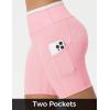 imagebaleaf Biker Shorts for Women High Waist Tummy Control with Pockets Yoga Workout Gym Bike Shorts No Front SeamPinkWhite