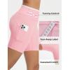 imagebaleaf Biker Shorts for Women High Waist Tummy Control with Pockets Yoga Workout Gym Bike Shorts No Front SeamPinkWhite