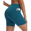 imagebaleaf Crossover Biker Shorts Women 6 High Waisted Yoga Shorts with Pockets Bike Workout Spandex CompressionBlue