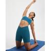 imagebaleaf Crossover Biker Shorts Women 6 High Waisted Yoga Shorts with Pockets Bike Workout Spandex CompressionBlue