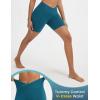 imagebaleaf Crossover Biker Shorts Women 6 High Waisted Yoga Shorts with Pockets Bike Workout Spandex CompressionBlue
