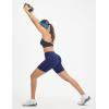 imagebaleaf Crossover Biker Shorts Women 6 High Waisted Yoga Shorts with Pockets Bike Workout Spandex CompressionNavy Blue