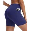 imagebaleaf Crossover Biker Shorts Women 6 High Waisted Yoga Shorts with Pockets Bike Workout Spandex CompressionNavy Blue