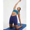 imagebaleaf Crossover Biker Shorts Women 6 High Waisted Yoga Shorts with Pockets Bike Workout Spandex CompressionNavy Blue