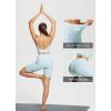 imagebaleaf Freeleaf Womens 8 High Waist Biker Shorts with Pockets Yoga Running Volleyball Workout Gym Shorts for Summer SpandexPastel Blue