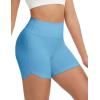 imagebaleaf Womens 5 Biker Shorts High Waisted Workout Spandex Short Tummy Control Gym Yoga Athletic with PocketEthereal Blue