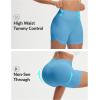 imagebaleaf Womens 5 Biker Shorts High Waisted Workout Spandex Short Tummy Control Gym Yoga Athletic with PocketEthereal Blue