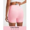 imagebaleaf Womens 5 Biker Shorts High Waisted Workout Spandex Short Tummy Control Gym Yoga Athletic with PocketLight Pink
