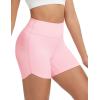 imagebaleaf Womens 5 Biker Shorts High Waisted Workout Spandex Short Tummy Control Gym Yoga Athletic with PocketLight Pink