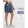 imagebaleaf Womens 7 Ultral Soft Bermuda Shorts High Waisted Casual Short Pockets Athletic Yoga Lounge WalkingHeather Navy Blue