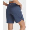 imagebaleaf Womens 7 Ultral Soft Bermuda Shorts High Waisted Casual Short Pockets Athletic Yoga Lounge WalkingHeather Navy Blue