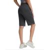 imagebaleaf Womens Bermuda Lounge Long Shorts Knee Length with Pockets High Waisted Casual Athletic Yoga ShortsHeather Black