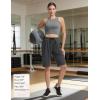 imagebaleaf Womens Bermuda Lounge Long Shorts Knee Length with Pockets High Waisted Casual Athletic Yoga ShortsHeather Black