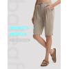 imagebaleaf Womens Bermuda Lounge Long Shorts Knee Length with Pockets High Waisted Casual Athletic Yoga ShortsHeather Khaki
