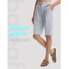 imagebaleaf Womens Bermuda Lounge Long Shorts Knee Length with Pockets High Waisted Casual Athletic Yoga ShortsHeather Light Gray