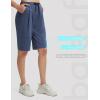 imagebaleaf Womens Bermuda Lounge Long Shorts Knee Length with Pockets High Waisted Casual Athletic Yoga ShortsHeather Navy Blue