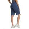 imagebaleaf Womens Bermuda Lounge Long Shorts Knee Length with Pockets High Waisted Casual Athletic Yoga ShortsHeather Navy Blue