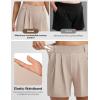 imagebaleaf Womens Dressy Casual Shorts 5 High Waisted Summer Lounge Tailored Pleated Trouser Shorts with PocketsKhaki