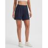 imagebaleaf Womens Dressy Casual Shorts 5 High Waisted Summer Lounge Tailored Pleated Trouser Shorts with PocketsNavy Blue