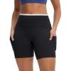 imagebaleaf Biker Shorts for Women High Waist Tummy Control with Pockets Yoga Workout Gym Bike Shorts No Front SeamBlackWhite