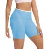 imagebaleaf Biker Shorts for Women High Waist Tummy Control with Pockets Yoga Workout Gym Bike Shorts No Front SeamEthereal BlueWhite