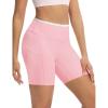 imagebaleaf Biker Shorts for Women High Waist Tummy Control with Pockets Yoga Workout Gym Bike Shorts No Front SeamPinkWhite