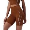 imagebaleaf Freeleaf Broadway Womens Biker Shorts with Pockets Dance Yoga Workout Gym Running 8 High Waist Short PantsBrown