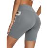 imagebaleaf Freeleaf Womens 8 High Waist Biker Shorts with Pockets Yoga Running Volleyball Workout Gym Shorts for Summer SpandexDark Gray