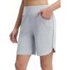 imagebaleaf Womens 7 Ultral Soft Bermuda Shorts High Waisted Casual Short Pockets Athletic Yoga Lounge WalkingHeather Light Gray