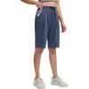 imagebaleaf Womens Bermuda Lounge Long Shorts Knee Length with Pockets High Waisted Casual Athletic Yoga ShortsHeather Navy Blue