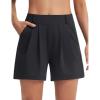 imagebaleaf Womens Dressy Casual Shorts 5 High Waisted Summer Lounge Tailored Pleated Trouser Shorts with PocketsBlack