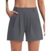 imagebaleaf Womens Dressy Casual Shorts 5 High Waisted Summer Lounge Tailored Pleated Trouser Shorts with PocketsDark Gray
