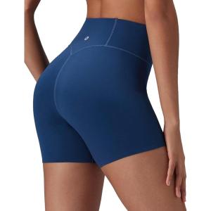imagebaleaf Freeleaf Broadway Womens Biker Shorts with Pockets Dance Yoga Workout Gym Running 5 High Waist Short PantsNavy Blue