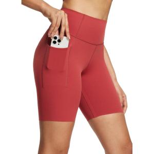 imagebaleaf Freeleaf Womens 8 High Waist Biker Shorts with Pockets Yoga Running Volleyball Workout Gym Shorts for Summer SpandexLava Falls