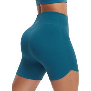 imagebaleaf Womens 5 Biker Shorts High Waisted Workout Spandex Short Tummy Control Gym Yoga Athletic with PocketBlue