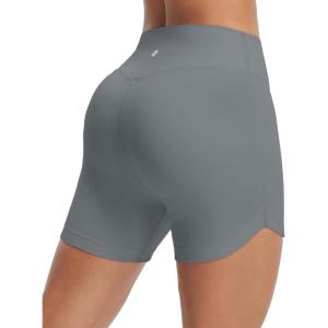 imagebaleaf Womens 5 Biker Shorts High Waisted Workout Spandex Short Tummy Control Gym Yoga Athletic with PocketDark Gray