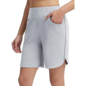 imagebaleaf Womens 7 Ultral Soft Bermuda Shorts High Waisted Casual Short Pockets Athletic Yoga Lounge WalkingHeather Light Gray
