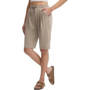 imagebaleaf Womens Bermuda Lounge Long Shorts Knee Length with Pockets High Waisted Casual Athletic Yoga ShortsHeather Khaki