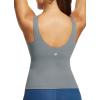 imagebaleaf Freeleaf Womens Longline Sports Bras Wirefree 3D Molded Cup Tank Tops Medium Support Yoga Workout Running BraDark Gray