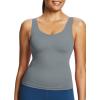 imagebaleaf Freeleaf Womens Longline Sports Bras Wirefree 3D Molded Cup Tank Tops Medium Support Yoga Workout Running BraDark Gray