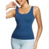 imagebaleaf Freeleaf Womens Longline Sports Bras Wirefree 3D Molded Cup Tank Tops Medium Support Yoga Workout Running BraGibraltar Sea