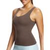 imagebaleaf Freeleaf Longline Sports Bras for Women Wirefree 3D Molded Cup Tank Tops Medium Impact Yoga Workout Running Bra Dark Brown LXL