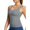 imagebaleaf Freeleaf Womens Longline Sports Bras Wirefree 3D Molded Cup Tank Tops Medium Support Yoga Workout Running BraDark Gray