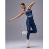 imagebaleaf Freeleaf Broadway High Waist Capris Leggings with Pockets Dance Yoga Workout Running Casual Summer Pants for WomenNavy Blue