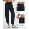 imagebaleaf Womens Barrel Pants with Zipper Pockets Drawstring Athletic Pants Elastic Waisted Casual Lounge Work TravelBlack