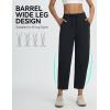 imagebaleaf Womens Barrel Pants with Zipper Pockets Drawstring Athletic Pants Elastic Waisted Casual Lounge Work TravelBlack