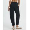 imagebaleaf Womens Barrel Pants with Zipper Pockets Drawstring Athletic Pants Elastic Waisted Casual Lounge Work TravelBlack